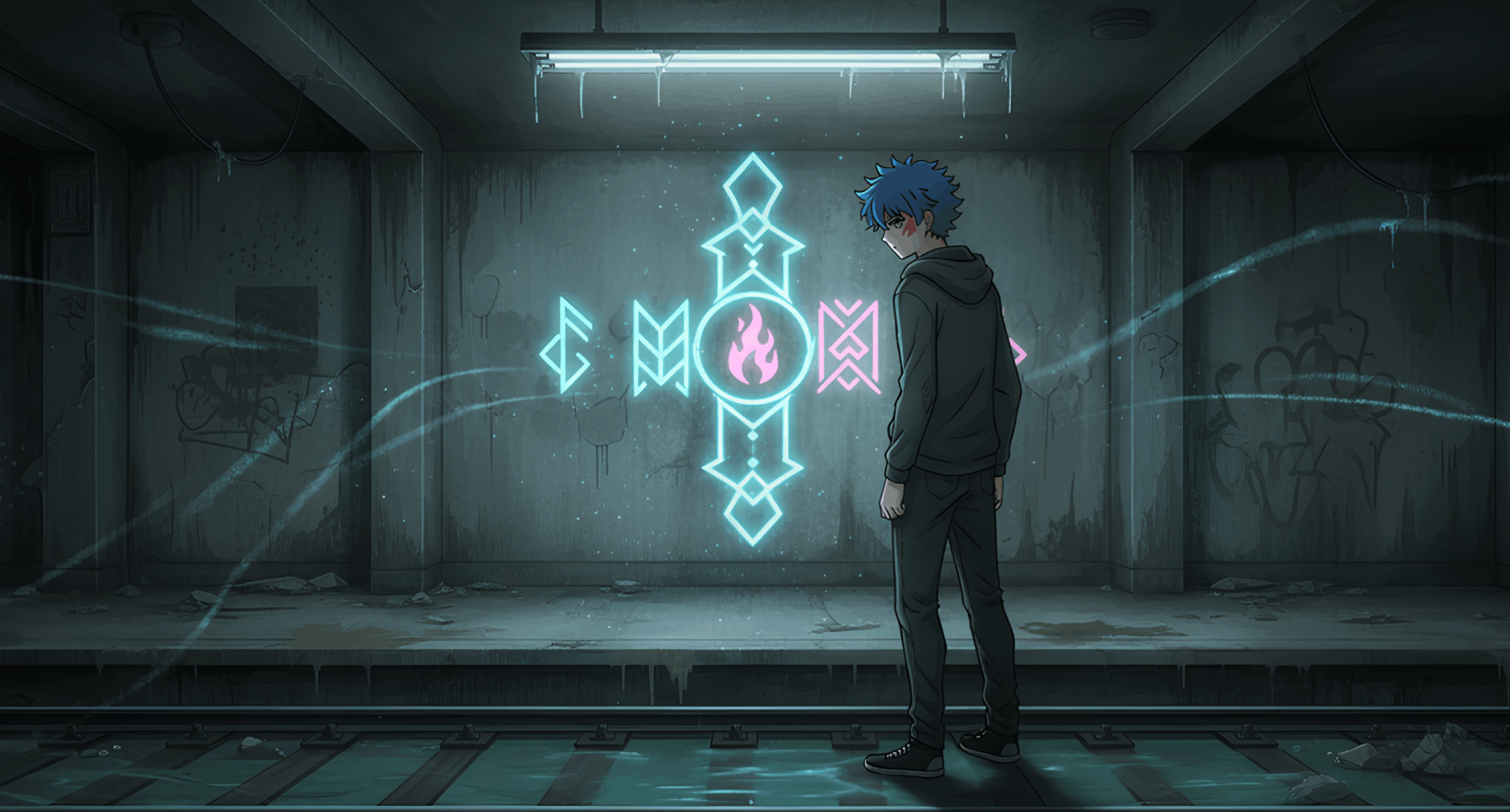 BOY:SCAR main artwork - character on subway